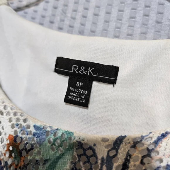 R&K Orange and Blue Sleeveless A-Line Mini Dress - Picture 4 of 9